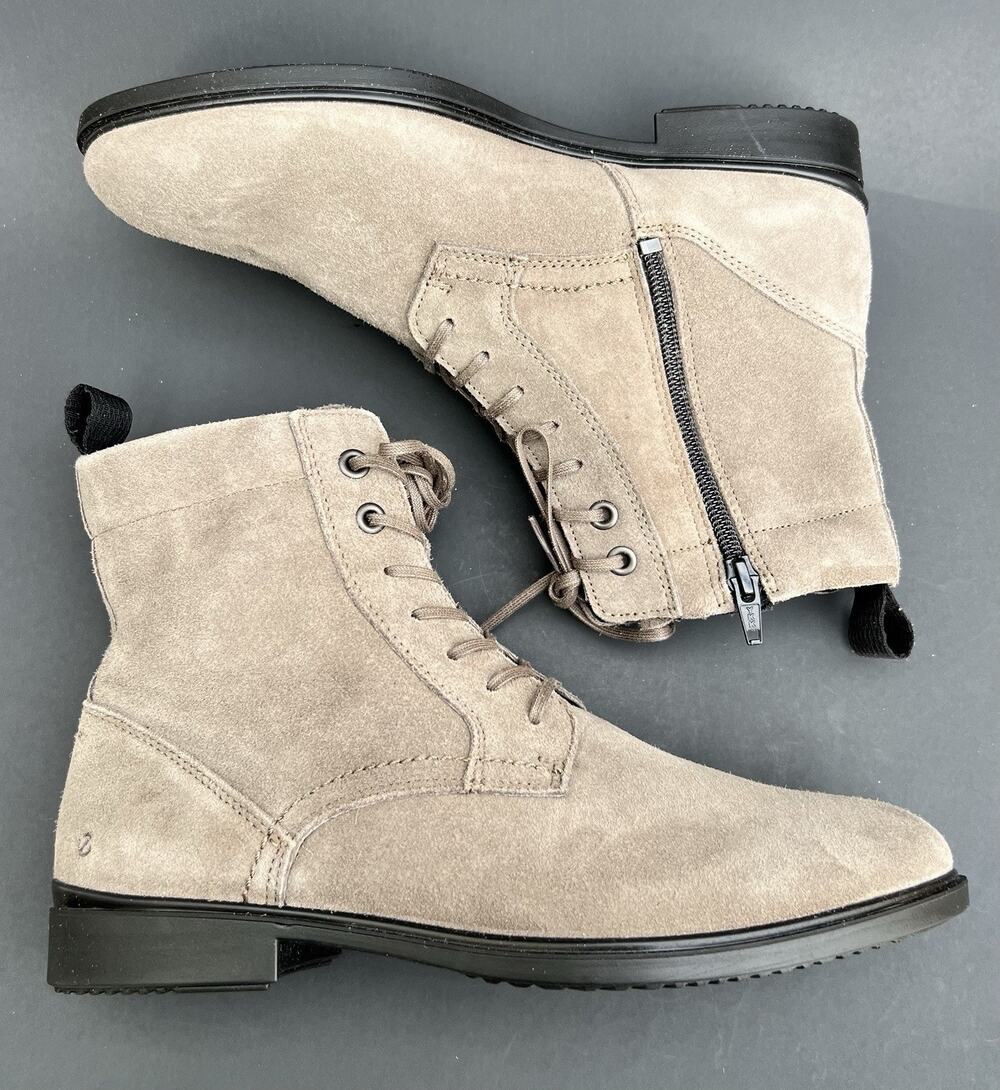 ECCO Dress Classic 15 Suede Tan Casual Boots Zip Closure Women's Size 7.5 US